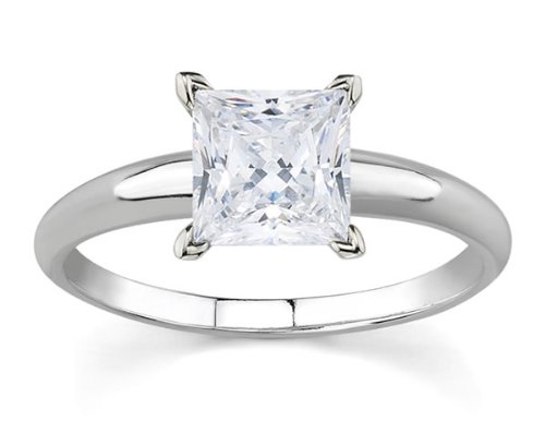 1/7 ct.tw Princess Diamond Solitaire Ring in 18k White Gold รูปที่ 1