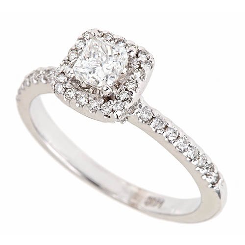 Certified 14K White Gold Princess Cut Diamond Engagement Ring Wedding Band Bridal Set (1 1/4cttw, SI-1 Clarity, G Color) รูปที่ 3