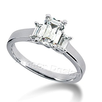 14K White Gold Engagement Ring - 1.10CT Emerald Cut Diamond Ring(H-I Color, I1 Clarity), All Sizes Available รูปที่ 1