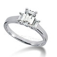 14K White Gold Engagement Ring - 1.10CT Emerald Cut Diamond Ring(H-I Color, I1 Clarity), All Sizes Available