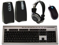 Deluxe COMPUTER SPEAKERS,MOUSE,KEYBOARD,HEADPHONE COMBO SET NIB ( Frisby Computer Speaker )