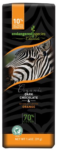 Endangered Species Zebra, Organic Dark (70%) Chocolate Tangerine Essence, 1.4-Ounce Bars (Pack of 16) ( Endangered Species Chocolate ) รูปที่ 1