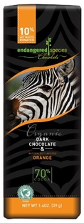 Endangered Species Zebra, Organic Dark (70%) Chocolate Tangerine Essence, 1.4-Ounce Bars (Pack of 16) ( Endangered Species Chocolate )