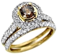 1.23ct Chocolate Brown Diamond Engagement Ring Wedding Band Set
