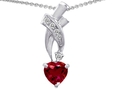 2.05 cttw 925 Sterling Silver 14K White Gold Plated Created Heart Shaped Ruby Pendant