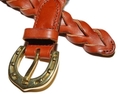Polo Ralph Lauren Mens Equestiran Leather Belt Gold (100% Leather belt )