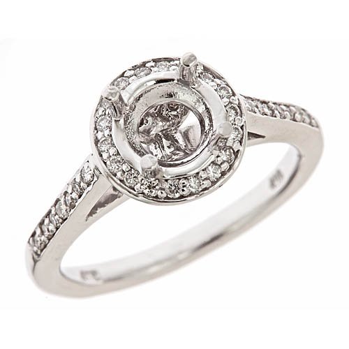 0.70ct Diamond Engagement Semi Mount Ring Setting in Channel and Pave Set 14K White Gold ( VS Clarity, F Color ) รูปที่ 1