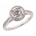 0.70ct Diamond Engagement Semi Mount Ring Setting in Channel and Pave Set 14K White Gold ( VS Clarity, F Color )