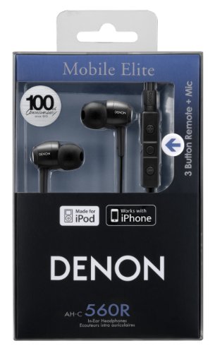 Denon AH-C560R Premium Mobile Elite In-Ear Headphones with 3-Button Remote and Microphone (Black) ( Denon Ear Bud Headphone ) รูปที่ 4