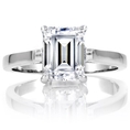 Sonia's Signity CZ Engagement Ring - Step Emerald Cut - 925 Sterling Silver, 2 Carat