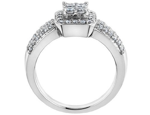 Princess Cut Diamond Engagement Ring 1/2 Carat (ctw) in 14K White Gold (Certified) รูปที่ 3