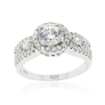 Sterling Silver CZ Bridal Engagement Ring