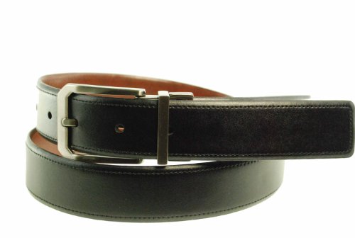 Perry Ellis | Black/Brown Reversible Leather, Gunmetal Rectangle Tang Buckle | Casual Belt (leather belt ) รูปที่ 1