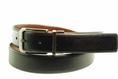 Perry Ellis | Black/Brown Reversible Leather, Gunmetal Rectangle Tang Buckle | Casual Belt (leather belt )