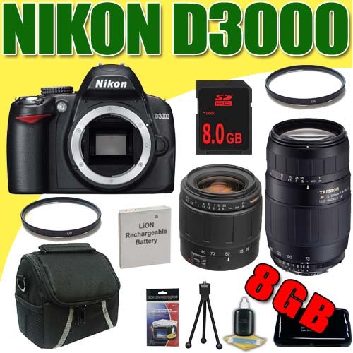 Review Nikon D3000 10.2Megapixel Digital SLR Camera w/ Tamron AF 28-80mm f/3.5-5.6 Aspherical Lens + Tamron AF 75-300mm f/4.0-5.6 LD Lens Filter 8GB DavisMAX Bundle รูปที่ 1