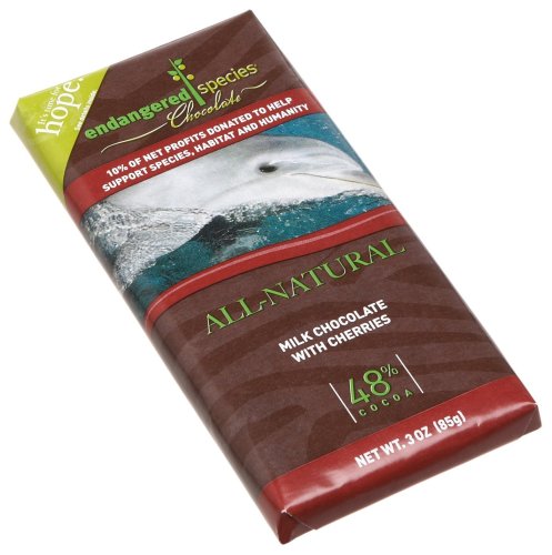 Endangered Species Dolphin, Milk Chocolate (48%) with Cherries, 3-Ounce Bars (Pack of 12) ( Endangered Species Chocolate ) รูปที่ 1