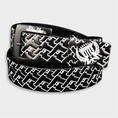 Silver Star DOA Mens Leather All-Over-Print Gun Belt in BLACK (leather belt )