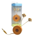 Retractable Cord Storage Monkey Shaped Earbuds Ear Buds Headphones ( Streamline Ear Bud Headphone )