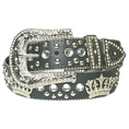 New Black Rhinestone Studded Crown Leather Belt L 38 40 