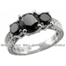 รูปย่อ Fancy 3.00ct Fancy-Black Diamond Ring 3-Stone Ring 14k White Gold รูปที่1