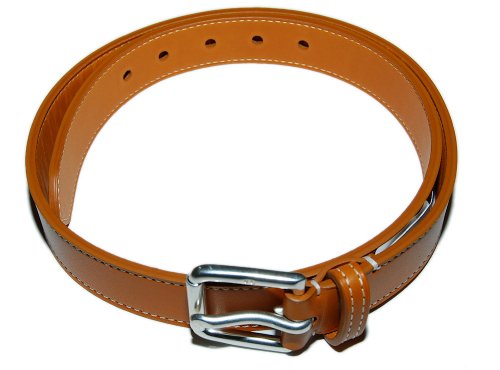 Polo Ralph Lauren Mens Leather Belt Tan Silver Italy (leather belt ) รูปที่ 1