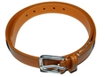 Polo Ralph Lauren Mens Leather Belt Tan Silver Italy (leather belt )