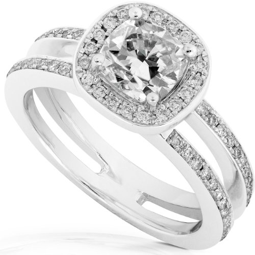 1 1/3 Carat Certified Cushion Cut Diamond Engagement Ring in 14kt White Gold รูปที่ 1