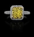 2.50 Ct Intense Yellow Cushion Diamond Engagement Ring