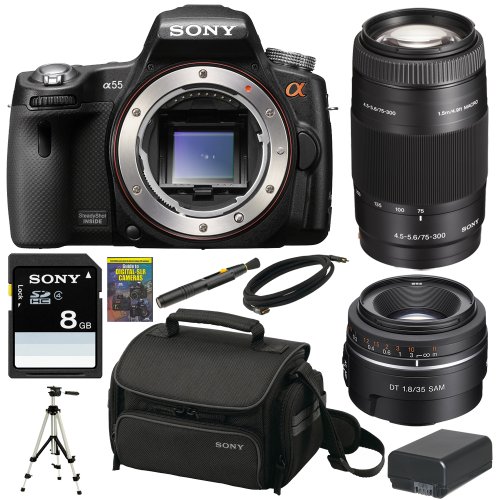 Review Sony Alpha A55 DSLR A55 SLT-A55V 16.2Megapixel DSLR with Translucent Mirror Technology and 3D Sweep Panorama (Body Only) with Sony 75-300 Zoom Lens and SAL35F18 Wide Angle Lens + Accessory Kit รูปที่ 1