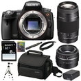 Review Sony Alpha A55 DSLR A55 SLT-A55V 16.2Megapixel DSLR with Translucent Mirror Technology and 3D Sweep Panorama (Body Only) with Sony 75-300 Zoom Lens and SAL35F18 Wide Angle Lens + Accessory Kit