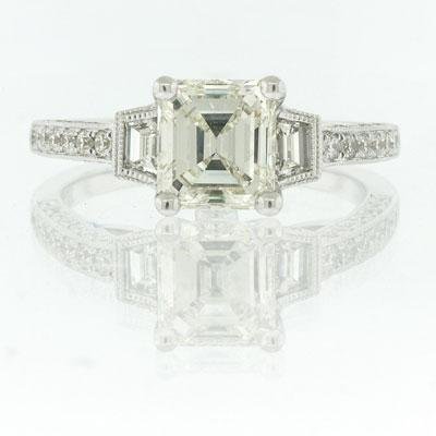 2.22ct Asscher Cut Diamond Engagement Anniversary Ring รูปที่ 1