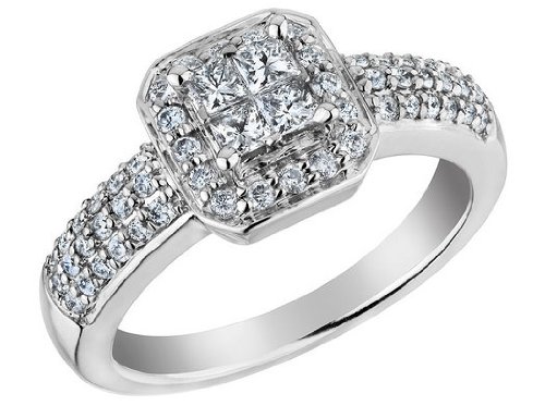Princess Cut Diamond Engagement Ring 1/2 Carat (ctw) in 14K White Gold (Certified) รูปที่ 1