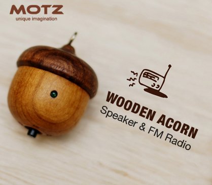 Motz Tiny Wooden Acorn Speaker (Bulid-in FM Radio) for iPod and MP3 Player (100% Made in Handicraft) ( Pyramid Computer Speaker ) รูปที่ 1