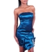 รูปย่อ Deep Blue Short Satin Strapless Dress With Dramatic Bow ( Night out Dress ) รูปที่1