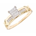 1/3 CT Round, Princess Cut Diamond Engagement Ring 14K Yellow Gold - Size 7
