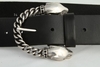 รูปย่อ Tobacco Road custom Black Italian Leather Belt Chained Panther Heads Buckle (leather belt ) รูปที่6
