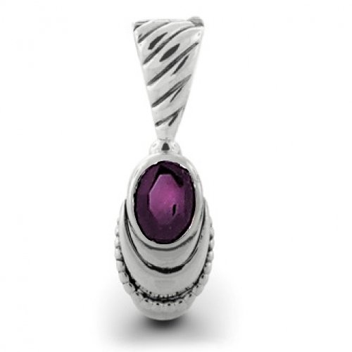 Bling Jewelry Amethyst Gemstone Sterling Silver Oval Pendant รูปที่ 1