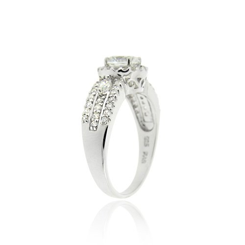 Sterling Silver CZ Bridal Engagement Ring รูปที่ 3