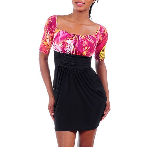 Sexy Short Dress With Magenta Bust & Black Bottom ( Night out Dress ) รูปที่ 1