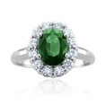 14k White Gold Bridal Natural Emerald and Diamond Engagement Ring (G, SI2, 1.25 cttw) Certificate of Authenticity