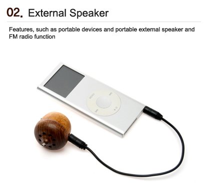 Motz Tiny Wooden Acorn Speaker (Bulid-in FM Radio) for iPod and MP3 Player (100% Made in Handicraft) ( Pyramid Computer Speaker ) รูปที่ 5