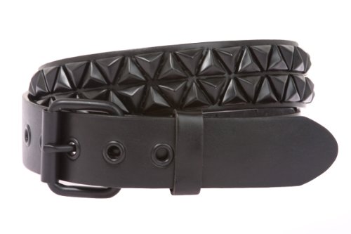 Snap On Punk Rock Star Triangle Black Studded Leather Belt  รูปที่ 1