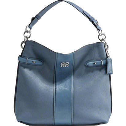 Authentic Coach Dark Blue Leather Stripe Colette Hobo Handbag 16457 ( COACH Hobo bag  ) รูปที่ 1