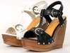 รูปย่อ Womens White Wedges Platforms T-Strap Shoes Sandal รูปที่2