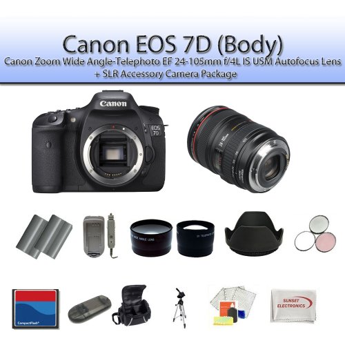 Review Canon EOS 7D Digital SLR Camera Body w/ Canon Zoom Wide Angle-Telephoto EF 24-105mm f/4L IS USM Autofocus Lens + 16GB SLR Accessory Camera Package รูปที่ 1