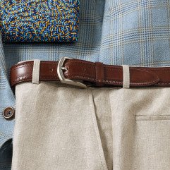 Italian Leather Wingtip Detail Belt (leather belt ) รูปที่ 1