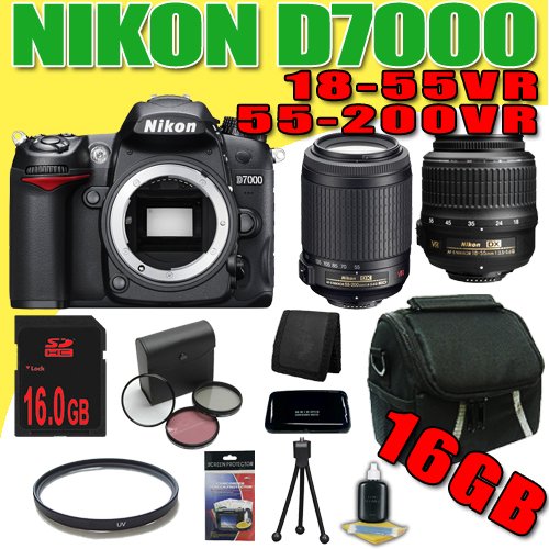 Review Nikon D7000 16.2Megapixel DX-Format CMOS Digital SLR w/ Nikon 55-200mm f/4-5.6G ED IF AF-S + 18-55 f/3.5-5.6G AF DX VR Nikkor Lens 16GB DavisMAX Advanced Bundle III รูปที่ 1