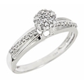 1/7 CT Round Cut Diamond Engagement Ring 14K White Gold - Size 7