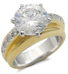 CZ Engagement Rings - 4.60 Cts. Solitaire Center Pave CZ Engagement Ring รูปที่ 1