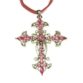 Beautiful Pink Crystal Large Cross Pendant Necklace Fashion Jewelry ( PammyJ Necklace pendant )
